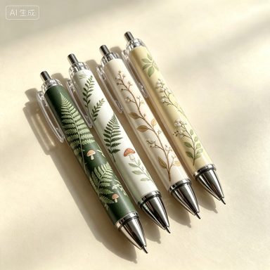 Cute Plant Series Gel Pen, Retractable 0.5mm Fine Point Pen, Kawaii Floral Ballpoint Pen for School, Office, Journaling & Gift