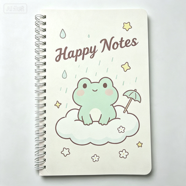 A5 Cute Spiral Notebook, Kawaii Cartoon Journal, 80 Sheets Lined Paper, Portable School Notebook for Students, Office, Diary & Gift