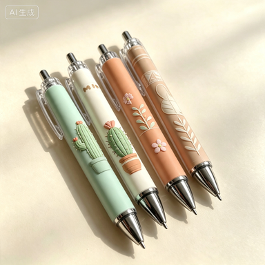 Cute Plant Series Gel Pen, Retractable 0.5mm Fine Point Pen, Kawaii Floral Ballpoint Pen for School, Office, Journaling & Gift