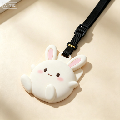 Cute Cartoon Silicone ID Card Holder with Lanyard, Portable Adjustable Neck Strap Card Wallet for Students, Office, School & Travel