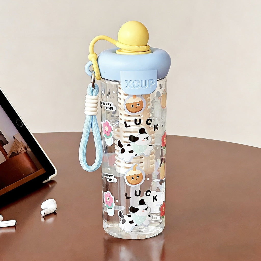 600ml Kawaii Style Infuser Water Bottle with Hand Strap for Daily Use