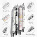 Cartoon Gel Pen Set – Black White Rabbit Design 4-Piece Retractable Pens