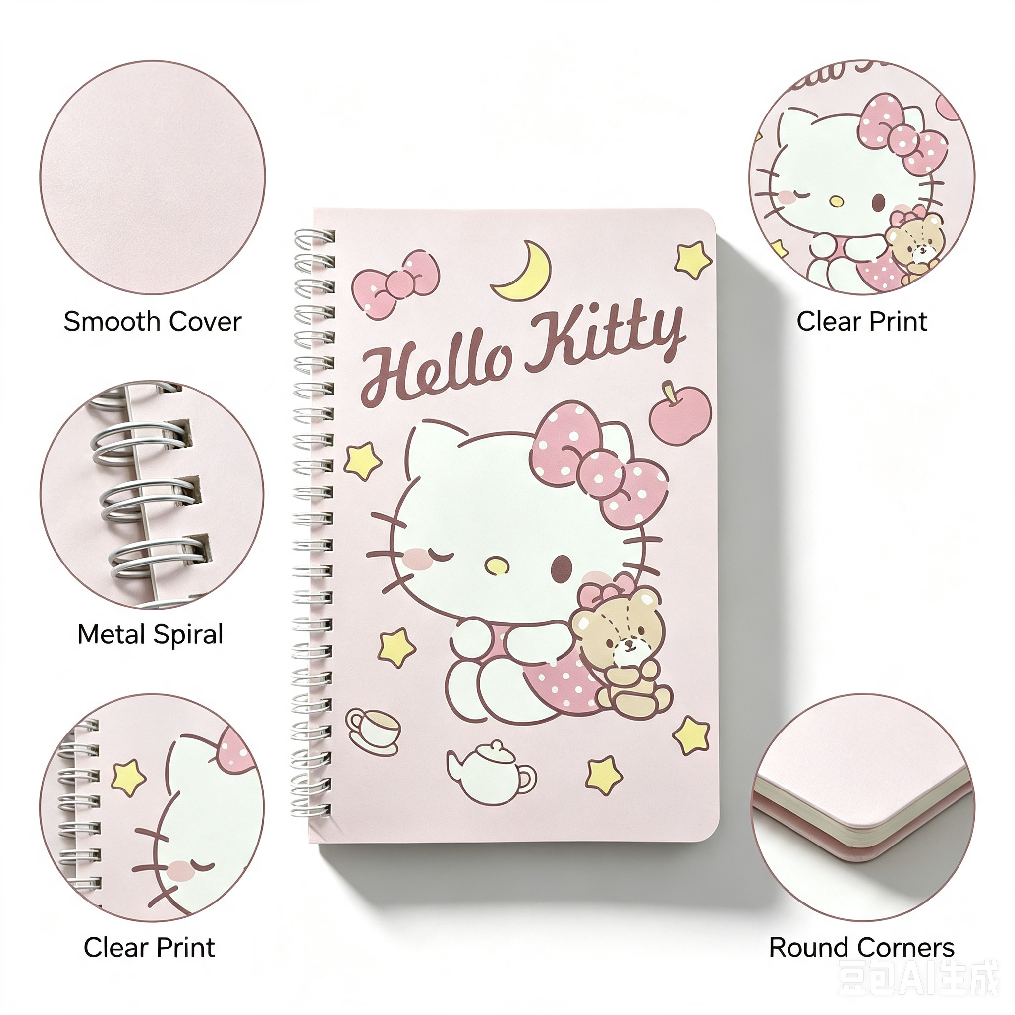 Hello Kitty Spiral Notebook – Cute Pink A5 Journal for School & Office