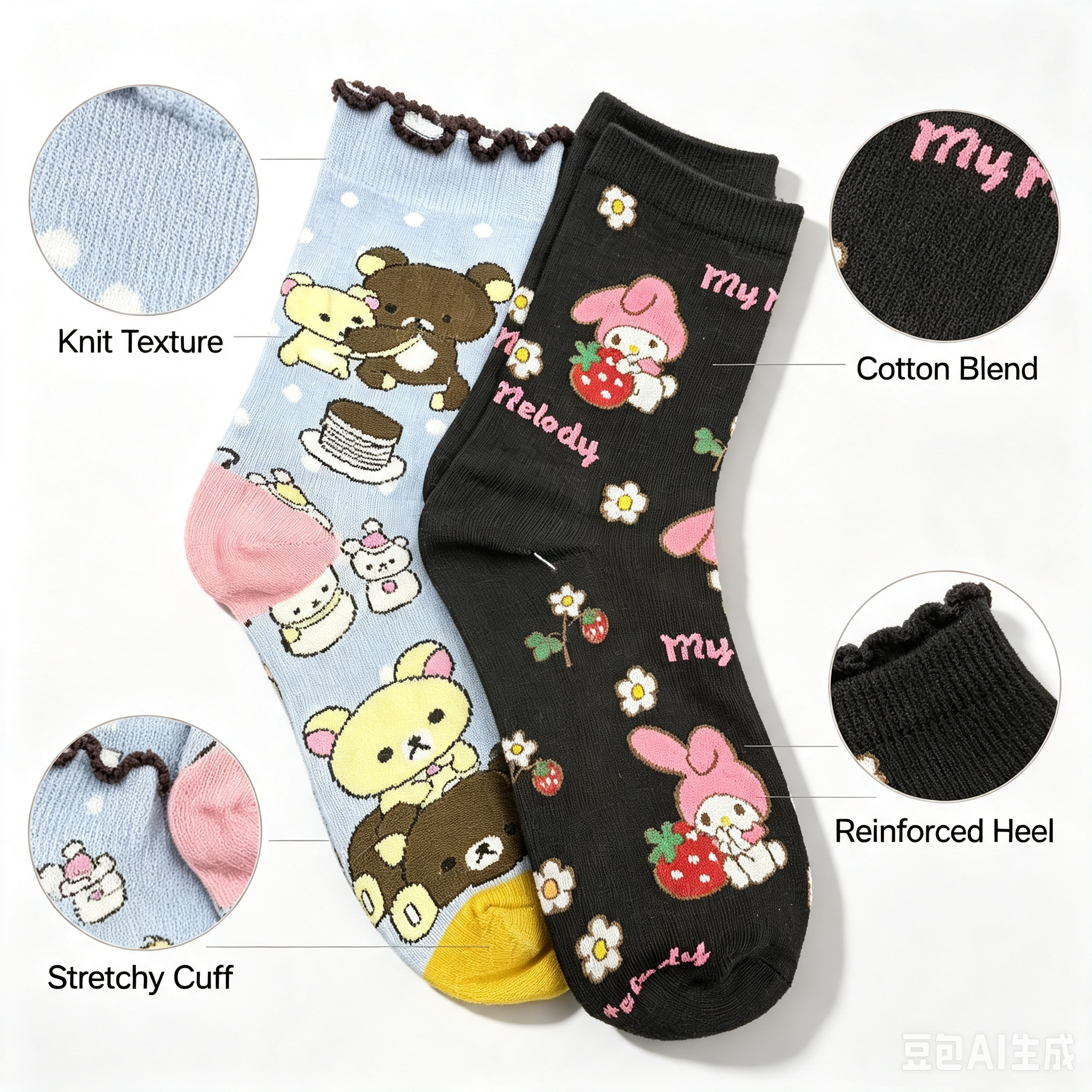 Cartoon Crew Socks – Cute Character Print Soft Casual Sock Set