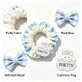 Cute Hair Scrunchie – Blue White Plaid Bow Cartoon Charm Hair Tie