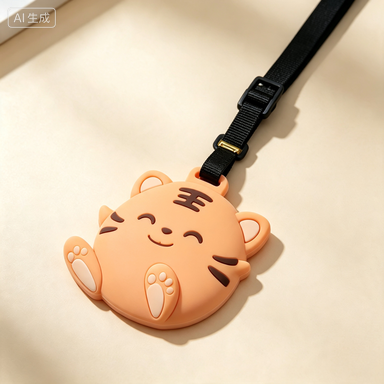 Cute Cartoon Silicone ID Card Holder with Lanyard, Portable Adjustable Neck Strap Card Wallet for Students, Office, School & Travel