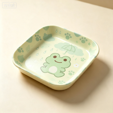 Cute Kids Cartoon Plate, Square Deep Bowl Dish, Lightweight Snack Plate for Toddlers, Children, Snack Time & Daily Mealtime