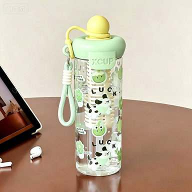 600ml Kawaii Style Infuser Water Bottle with Hand Strap for Daily Use